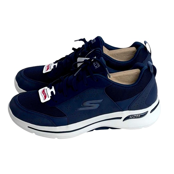 New! Mens Skechers Ultra Go Arch Fit Walking Shoes 11.5 Lace Up Sneakers Navy - Picture 3 of 13
